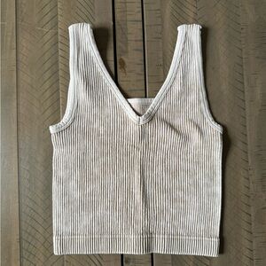Cream Ribbed Knit Tank Top